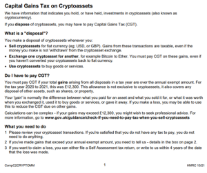 HMRC letter CGT on Cryptoassets